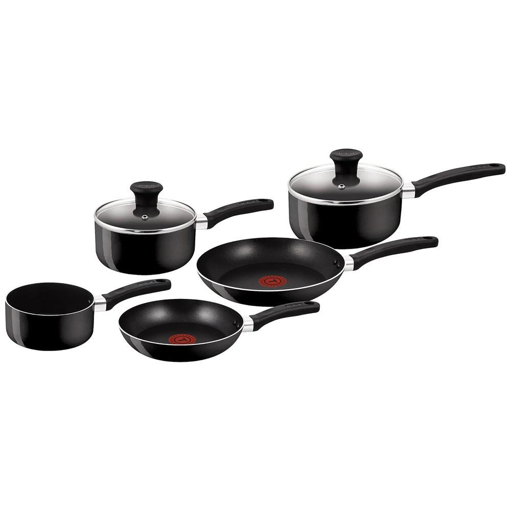 Tefal Delight Non Stick Cookware 5 Piece Set 20cm 24cm Frying Pans 14cm Milk Pan 16cm 18cm Saucepans With Lid - Black Main image