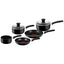 Tefal Delight Non Stick Cookware 5 Piece Set 20cm 24cm Frying Pans 14cm Milk Pan 16cm 18cm Saucepans With Lid - Black