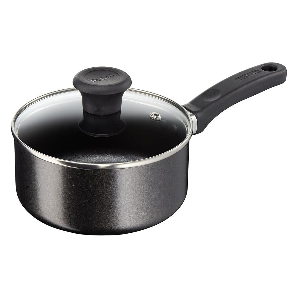 Tefal Delight Non Stick Cookware 5 Piece Set 20cm 24cm Frying Pans 14cm Milk Pan 16cm 18cm Saucepans With Lid - Black