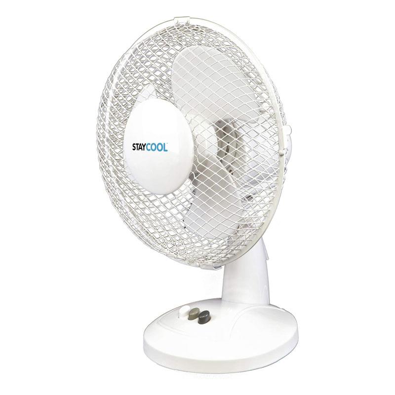 Lloytron 9 Inch Desk Fan 2 Speed Settings Oscillation Adjustable Vertical Tilt 22W - White