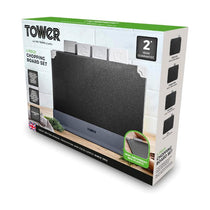 Tower 4 Piece Chopping Board Set With Stand - Black