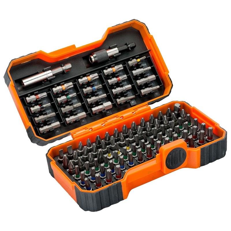 Bahco 59/S100BC 1/4 Inch Screwdriver Bit Set Slotted/Phillips/Pozidriv/Hex/ TORX/TORX Tamper/Robertson Screw - 100 Piece