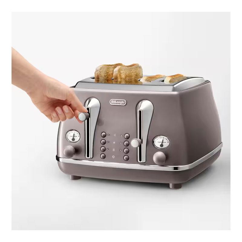 Delonghi Icona Metallics 4 Slice Toaster Stainless Steel 1800W - Pink