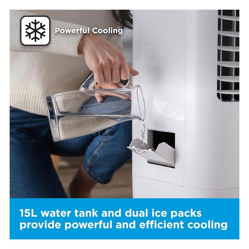 Black & Decker Portable 2-In-1 Air Cooler 15 Litre 3 Modes 3 Speed Settings 65W Remote Control - White