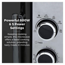 Tower Manual Microwave 20 Litres 800W 5 Power Levels 30 Minute Timer - Black