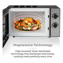 Tower Manual Microwave 20 Litres 800W 5 Power Levels 30 Minute Timer - Black
