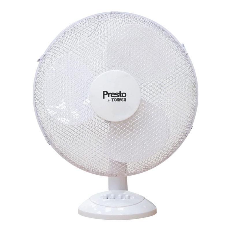 Tower Presto 12 Inch Desk Fan 3 Speed Settings 80° Oscillation 35W - White Main image