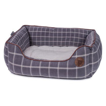 Petface Window Pane Check Square Dog Bed Medium Grey