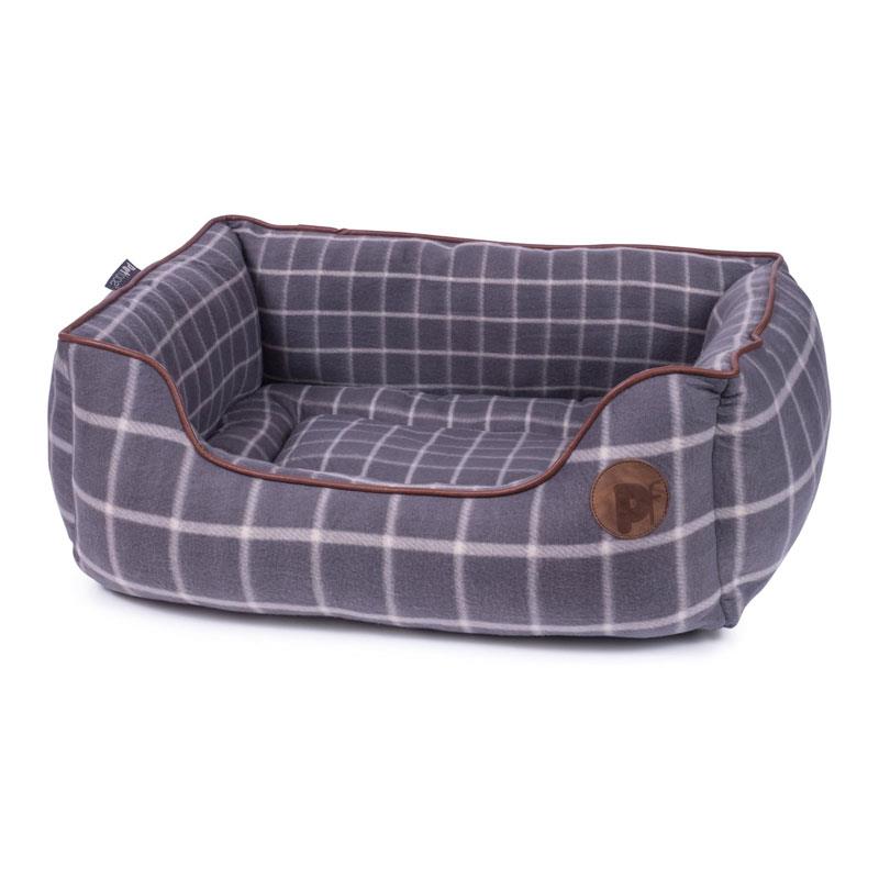 Petface Window Pane Check Square Dog Bed Medium Grey