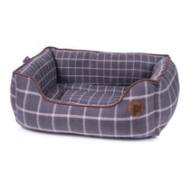 Petface Window Pane Check Square Dog Bed Medium Grey
