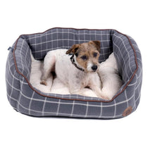 Petface Window Pane Check Square Dog Bed Medium Grey