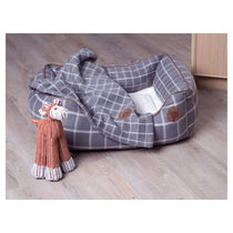 Petface Window Pane Check Square Dog Bed Medium Grey