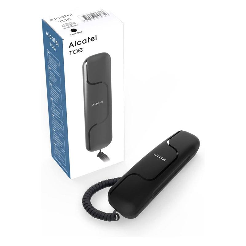 Alcatel T06 Ultra Compact Corded Trimline Phone - Black Main image