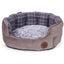 Petface Check And Bamboo Oval Dog Bed Large Grey