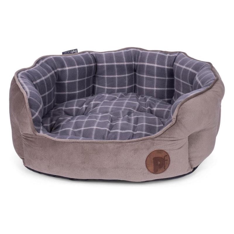 Petface Check And Bamboo Oval Dog Bed Large Grey Secondary image