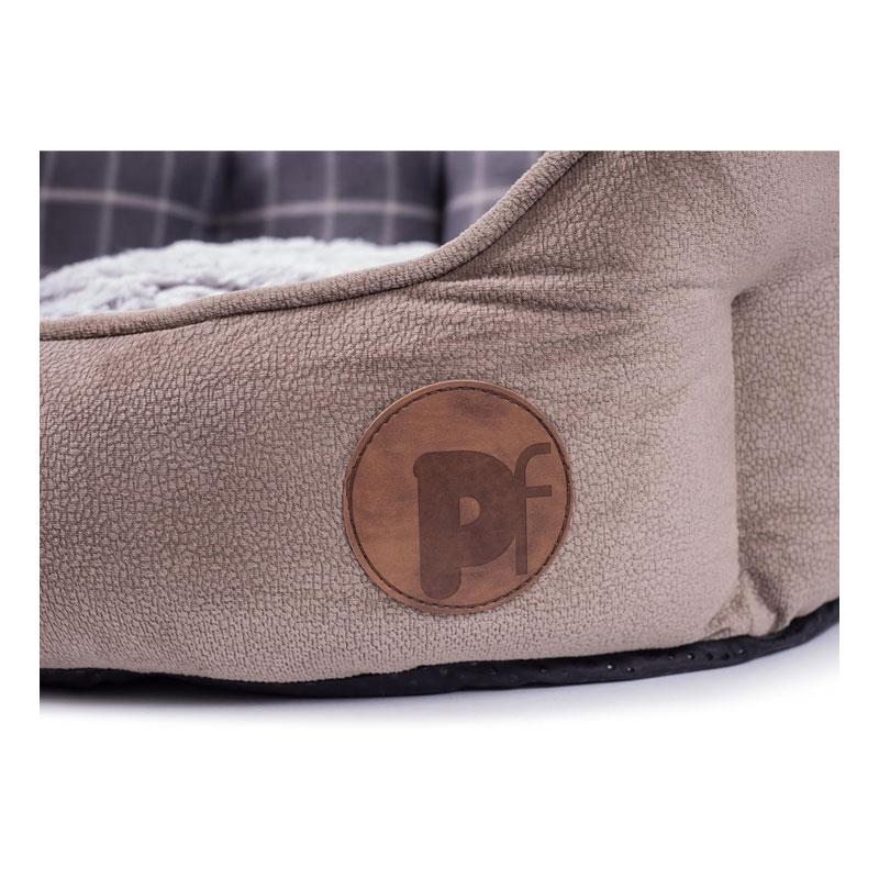 Petface Check And Bamboo Oval Dog Bed Large Grey