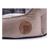 Petface Check And Bamboo Oval Dog Bed Large Grey