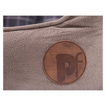 Petface Check And Bamboo Oval Dog Bed Large Grey