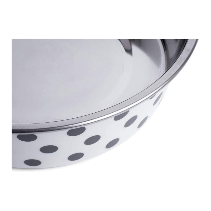 Petface Spots Deli Dog Bowl 21cm Grey And White Secondary image
