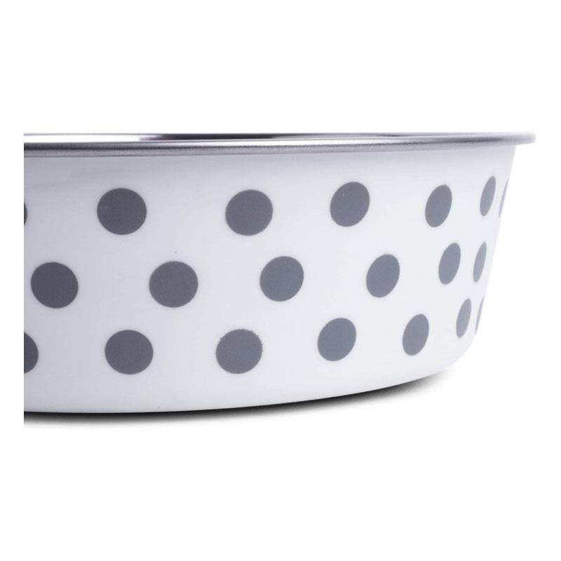 Petface Spots Deli Dog Bowl 21cm Grey And White