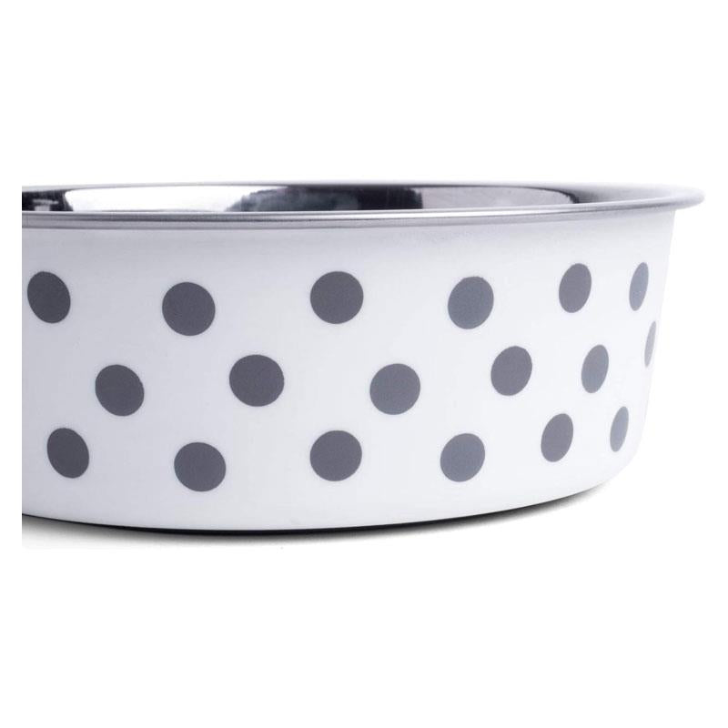 Petface Spots Deli Dog Bowl 21cm Grey And White