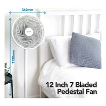 Igenix 12 Inch Pedestal Fan 7 Blades Oscillation 3 Speed Settings - White