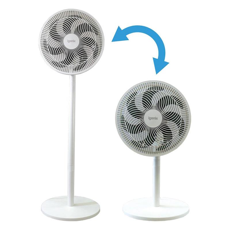 Igenix 12 Inch Pedestal Fan 7 Blades Oscillation 3 Speed Settings - White