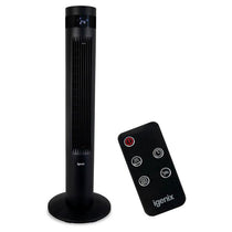 Igenix 35 Inch Oscillating Digital Tower Fan 3 Speed Settings 12 Hour Timer Remote Control - Black