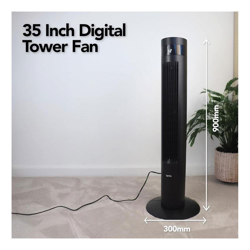 Igenix 35 Inch Oscillating Digital Tower Fan 3 Speed Settings 12 Hour Timer Remote Control - Black Secondary image