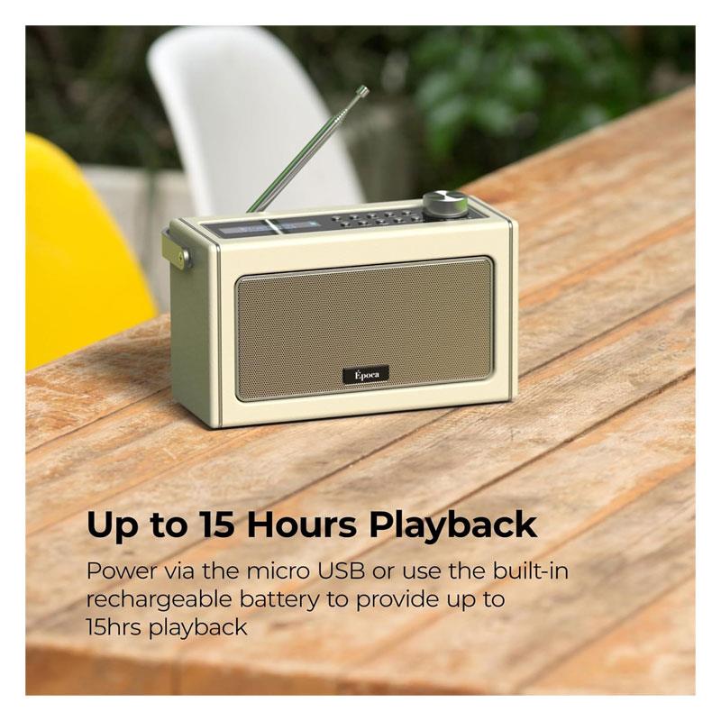 i-box Epoca Portable DAB/DAB+ And FM Radio With Bluetooth Speaker 2x 3W Stereo - Cream