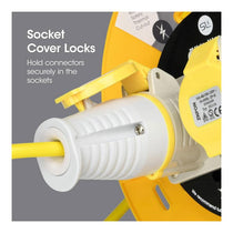 SLx Extension Lead Industrial 25m Open Drum Cable Reels 2 Socket 16A Fused 110V - Yellow