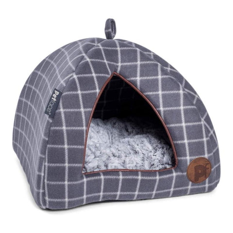 Petface Window Pane Check Soft And Cosy Igloo Cat Bed Grey