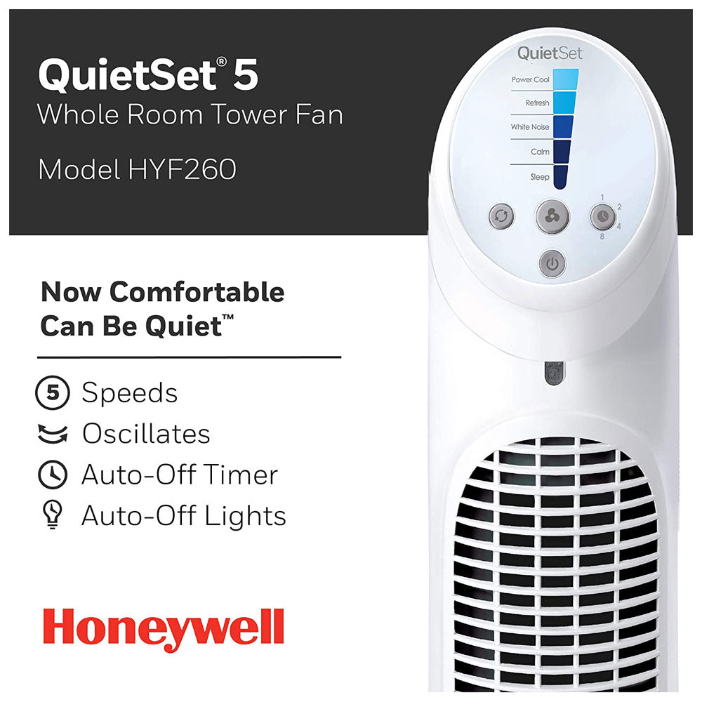 Honeywell Quiet Set Tower Fan With Remote Control - White