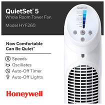 Honeywell Quiet Set Tower Fan With Remote Control - White