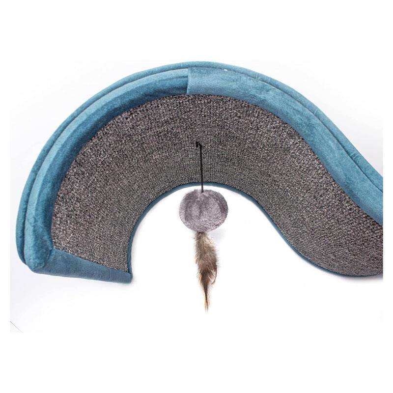 Petface Catkins Wave Cat Scratcher With Ball Toy And Feather - Grey Secondary image