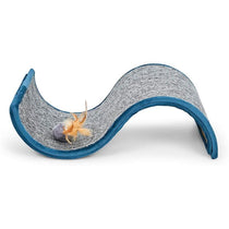 Petface Catkins Wave Cat Scratcher With Ball Toy And Feather - Grey