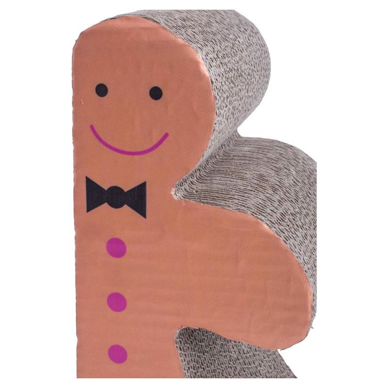 Petface Gingerbread Man Cardboard Cat Scratcher Small Breeds Brown