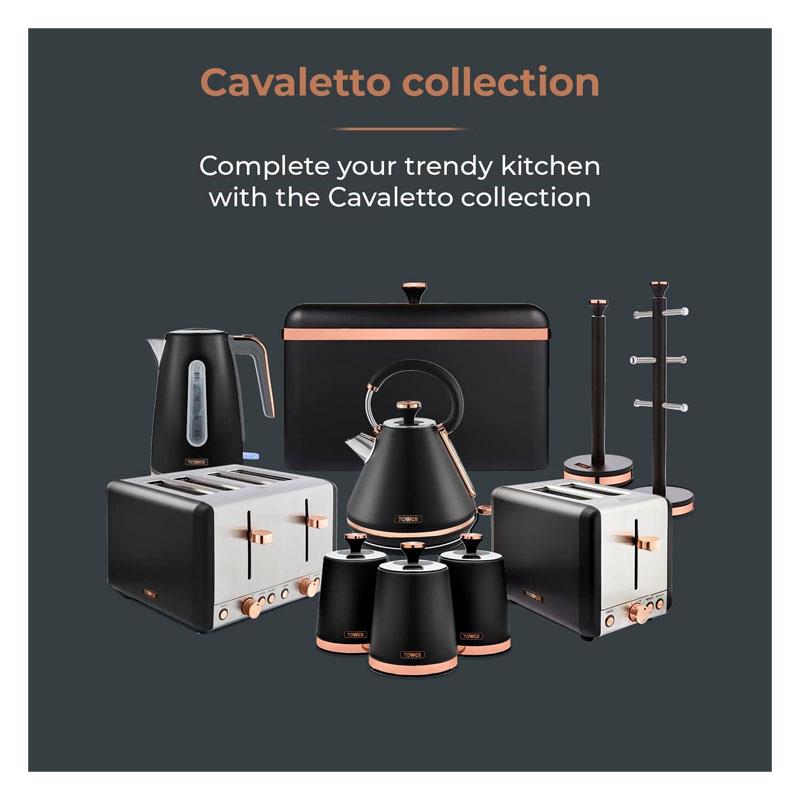 Tower Cavaletto 5 Piece Cookware Set 16cm 18cm 20cm Saucepans 24cm 28cm Frying Pans - Black & Rose Gold