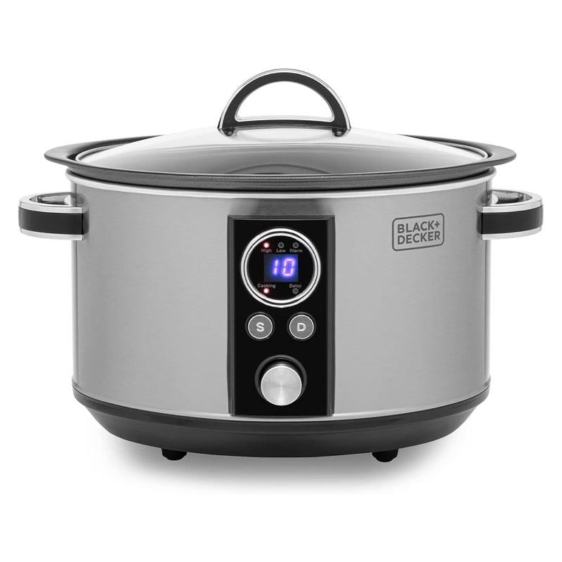 Black & Decker Digital Slow Cooker Stainless Steel 320W 6.5 Litre Silver