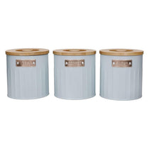 KitchenCraft Tea Coffee Sugar Canisters Set of 3 Metal 1 Litres - Light Blue