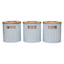 KitchenCraft Tea Coffee Sugar Canisters Set of 3 Metal 1 Litres - Light Blue
