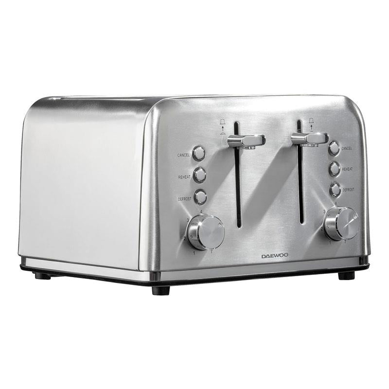 Daewoo Kensington 4 Slice Toaster Stainless Steel 1800W Silver