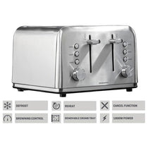 Daewoo Kensington 4 Slice Toaster Stainless Steel 1800W Silver
