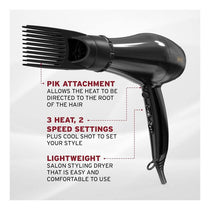 Wahl PowerPik 3000 Hair Dryer 3 Heat And 2 Speed Settings 3 Different Attachments 1800W Black