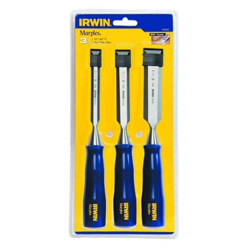 Irwin Marples M444 Chip Bevel Edge Chisel Set of 3 Blue
