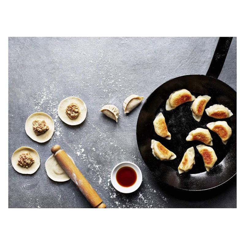 School of Wok 12 Inch/30cm Pre Seasoned Carbon Steel Flat Bottom Wok With Bamboo Handle - Black