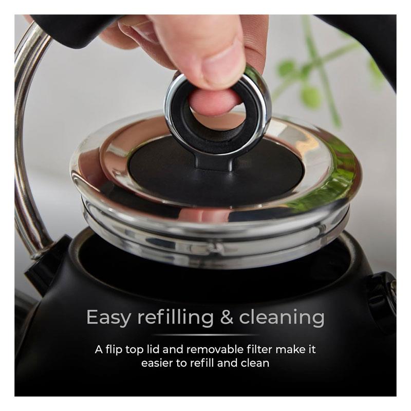 Tower Ash Matte Pyramid Kettle Chrome Accents 3000W 1.7 Litres - Black And Chrome