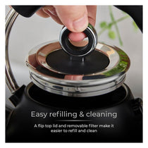 Tower Ash Matte Pyramid Kettle Chrome Accents 3000W 1.7 Litres - Black And Chrome