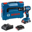 Bosch Professional GSB 18V-45 18V Cordless Impact Drill Driver 2 X GBA 2.0Ah Batteries Charger L-BOXX Blue