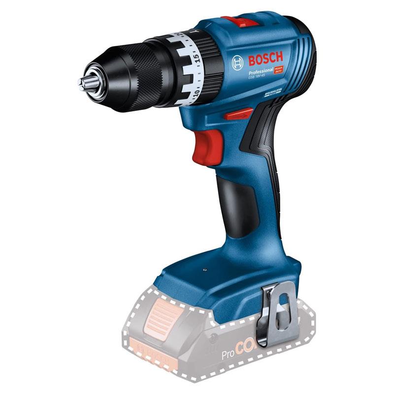 Bosch Professional GSB 18V-45 18V Cordless Impact Drill Driver 2 X GBA 2.0Ah Batteries Charger L-BOXX Blue